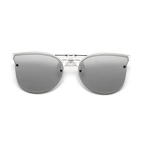 Long Keeper Sonnenbrillen Clip Polarisiert - Clip On Sonnenbrille für Brillenträger, Metall Katzenauge Sonnenbrillen Aufsatz Brille für Damen Herren von Long Keeper