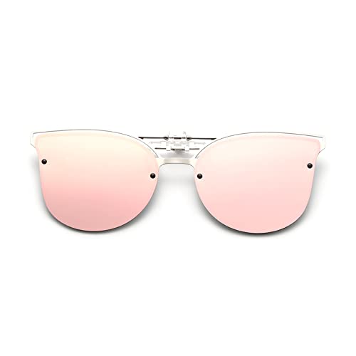 Long Keeper Sonnenbrillen Clip Polarisiert - Clip On Sonnenbrille für Brillenträger, Metall Katzenauge Sonnenbrillen Aufsatz Brille für Damen Herren von Long Keeper