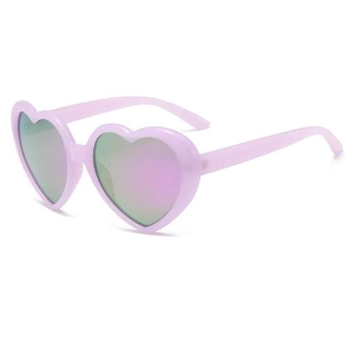 Long Keeper Polarisierte Sonnenbrille Herzform - Vintage Herz Sonnenbrille Herzbrille Hochzeit Partybrille Festival Kostüm Retro Brille mit UV400 Schutz, 54MM von Long Keeper