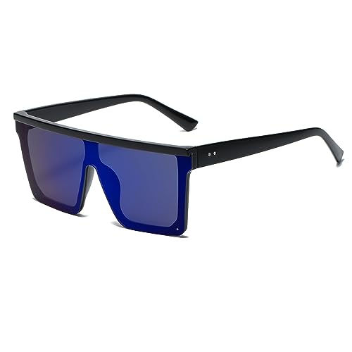 Long Keeper Übergroße Sonnenbrille Quadratisch für Herren Damen Vintage Sonnenbrille Eckig Verspiegelt Groß UV400-Schutz Mode Quadratisch Brille, 60MM von Long Keeper