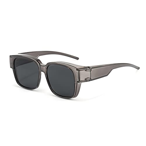 Long Keeper Überzieh Sonnenbrille Polarisiert - Polarisierte Überbrille Sonnenbrille für Brillenträger Überbrille Herren Damen Quadratisch Fit Over Brille von Long Keeper