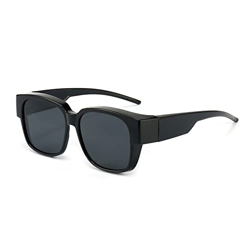 Long Keeper Überzieh Sonnenbrille Polarisiert - Polarisierte Überbrille Sonnenbrille für Brillenträger Überbrille Herren Damen Quadratisch Fit Over Brille von Long Keeper