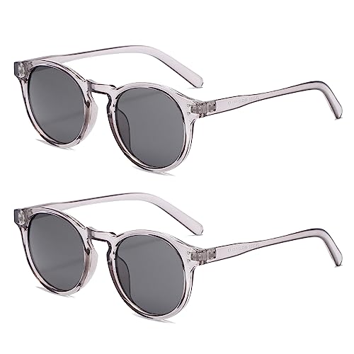 Long Keeper Vintage Sonnenbrille Rund Klein Rahmen Runde Brille UV400 Retro Runde Sonnenbrille für Damen Herren von Long Keeper