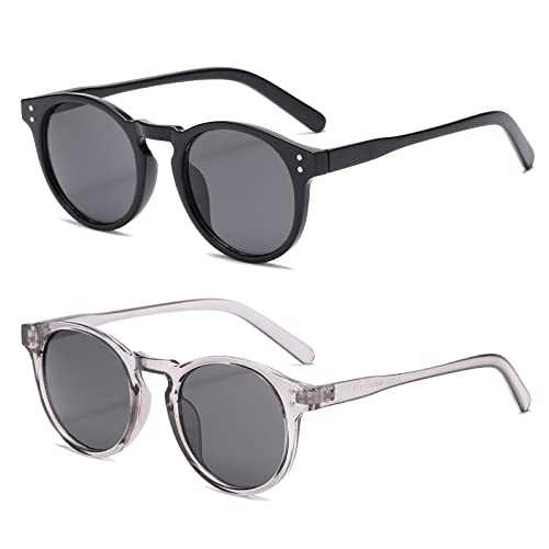 Long Keeper Vintage Sonnenbrille Rund Klein Rahmen Runde Brille UV400 Retro Runde Sonnenbrille für Damen Herren von Long Keeper