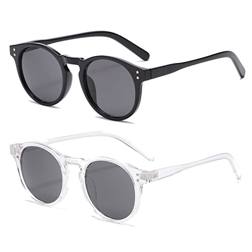 Long Keeper Vintage Sonnenbrille Rund Klein Rahmen Runde Brille UV400 Retro Runde Sonnenbrille für Damen Herren von Long Keeper