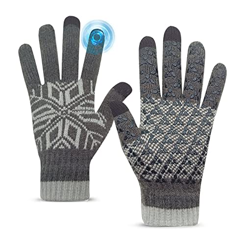 Long Keeper Winterhandschuhe Touchscreen für Herren Damen Winter Gestrickte Handschuhe Winddicht Warme Handschuhe Anti Rutsch Winter Fäustlinge Outdoor von Long Keeper