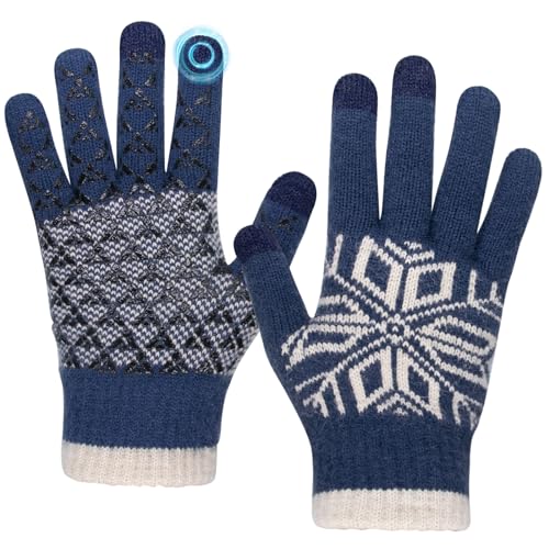 Long Keeper Winterhandschuhe Touchscreen für Herren Damen Winter Gestrickte Handschuhe Winddicht Warme Handschuhe Anti Rutsch Winter Fäustlinge Outdoor von Long Keeper