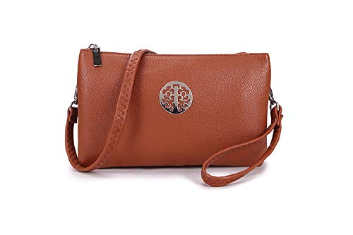 Long & Son Damen Medium Clutch, Handgelenk, Schulter,Umhängetaschen 23321, braun, Einheitsgröße von Long & Son