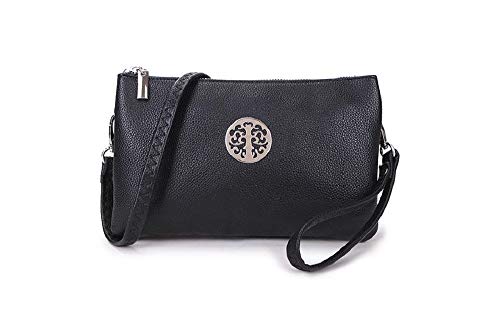 Long & Son Damen Medium Clutch, Handgelenk, Schulter,Umhängetaschen 23321, Schwarz , Einheitsgröße von Long & Son