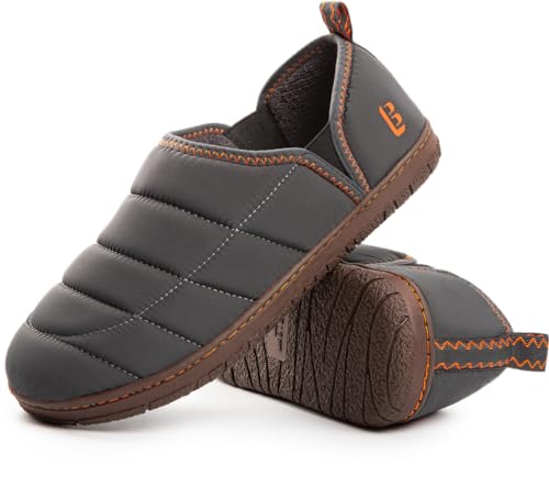 LongBay Herren Hausschuhe Memory Foam Campingschuhe Nylon Rutschfest für drinnen und draußen von LongBay