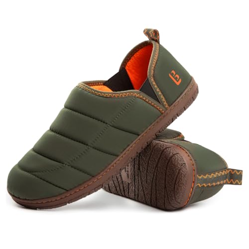 LongBay Herren Hausschuhe Memory Foam Campingschuhe Nylon Rutschfest für drinnen und draußen von LongBay