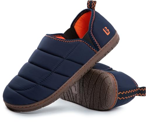 LongBay Herren Hausschuhe Memory Foam Campingschuhe Nylon Rutschfest für drinnen und draußen von LongBay