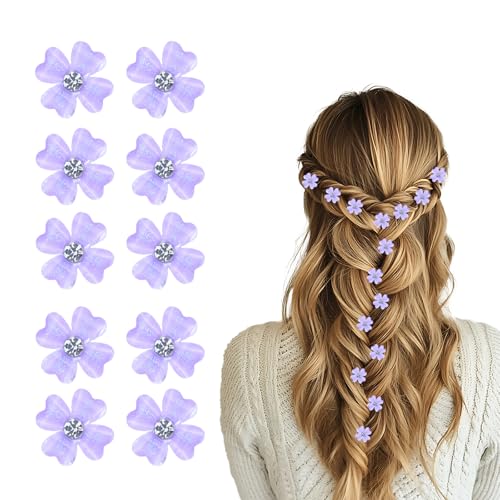 10 Stück Haarschmuck Blumen Haarklammer Klein Mini Haarspangen Braut Haarschmuck Kleine Haarspangen Haarclips Hochzeit Haarclips Damen Blumen Spange Blumen Haarspange (Lila) von LongHoneySong