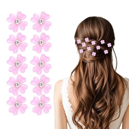 10 Stück Haarschmuck Blumen Haarklammer Klein Mini Haarspangen Braut Haarschmuck Kleine Haarspangen Haarclips BlumenHaarschmuck Hochzeit Haarclips Damen Blumen Spange Blumen Haarspange (Rosa) von LongHoneySong