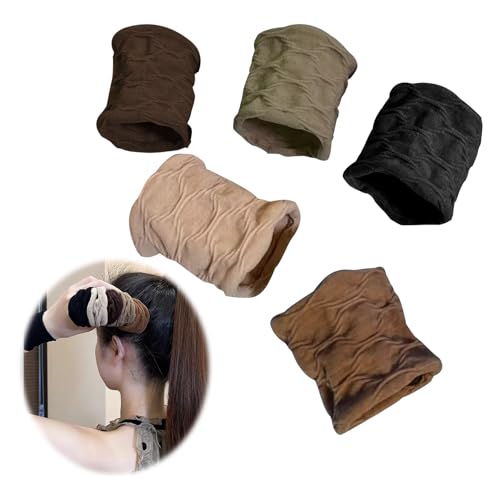 2025 Neu Haargummi Scrunchie Cotton Stretch für Dickes Oder Lockiges Haar - Pferdeschwanz Haargummi Damen und Herren (5 Stück) (Neutrale Farben) von LongHoneySong
