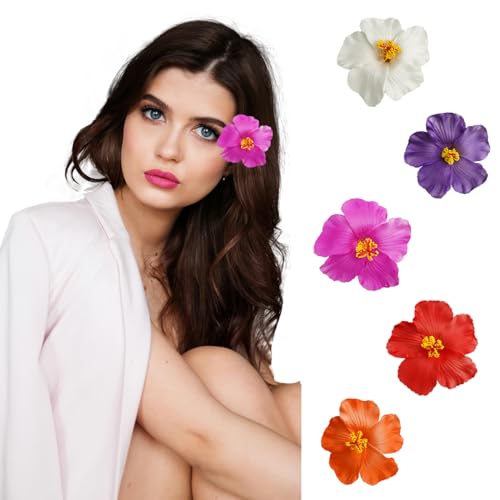 6 Stück Blumen Haarklammer Hawaiianische Blumenhaarspange Frangipani Haarspange Damen Haarklammern Holiday Beach Party Künstliche Blume Haarklammer von LongHoneySong