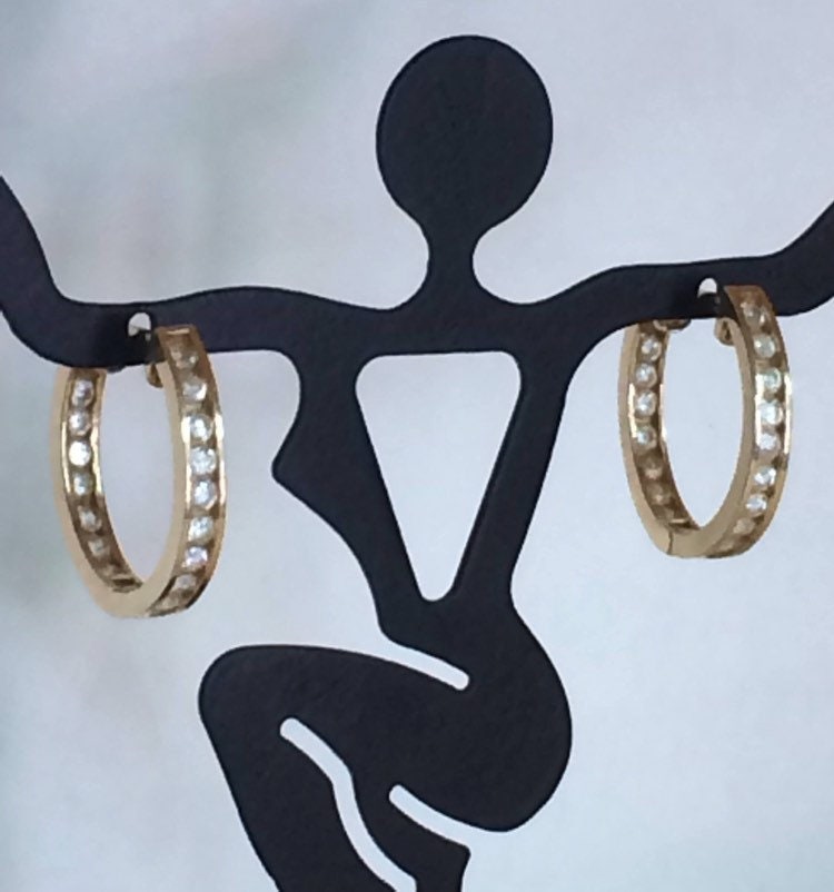 14K Gelbgold 3/4" Infinity Kristall Creolen Wunderschön von LongIslandGOLD