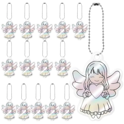 LongZYU 15 Stück Reflektoren Kinder Anhänger Schutzengel Reflektierende Engel Sicherheits Reflektor Anhänger für Rucksack Kinder Geburtstag Mitgebsel Schultasche Sicherheitsreflektoren Erwachsene von LongZYU