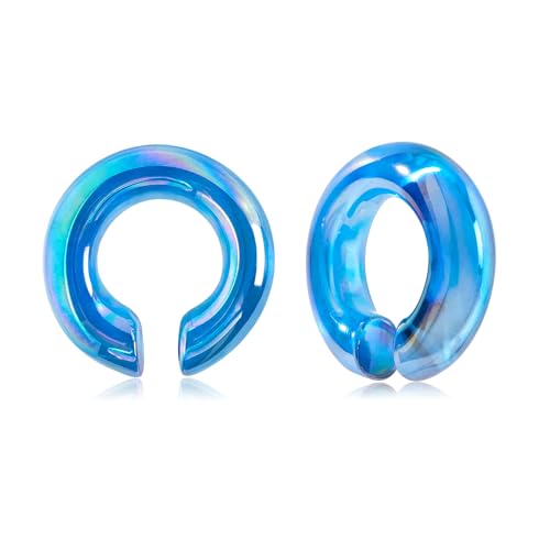 Longbeauty 1 Paar Glas Septum Pincher Ohr Piercing Ohr Expander Ohrmesser C-Form Hufeisen Stretchers für Damen Herren, Blau, 10mm Longbeauty 1 Paar Glas Septum Pincher Ohr Piercing Ohr Expander Ohrmesser C-Form Hufeisen Stretchers für Damen Herren, Blau, 10mm von Longbeauty