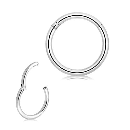 Longbeauty 1.2mm Helix Piercing 316L Edelstahl Damen Herren Septum Clicker Segmentring Nasenpiercing Nasenring Lippenring Tragus Knorpel Ringe Silber Durchmesser 10mm von Longbeauty