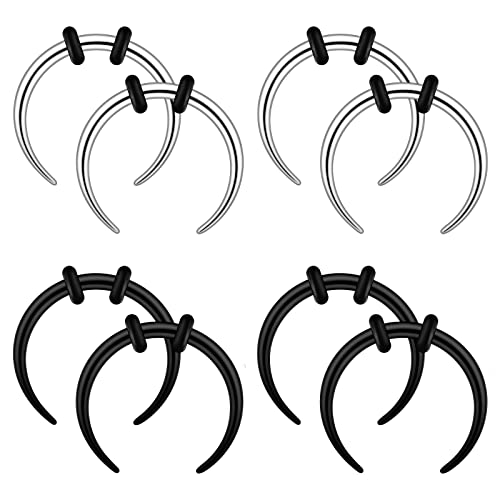 Longbeauty 12 Pcs 12G Hufeisen Nasenringe Kit Edelstahl Pinchers Septum Hoops Tapered Büffel Piercingringe Ohrringe Körper Schmuck für Damen Herren, 12mm Innendurchmesser von Longbeauty