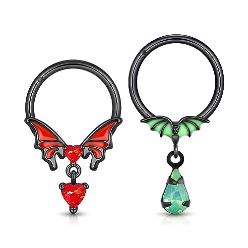 Longbeauty 14G Edelstahl Septum Nasenringe Knorpel Helix Ohrringe Fledermaus Clicker Nase Hoops Piercing Schmuck für Frauen Männer, 2 Pcs Longbeauty 14G Edelstahl Septum Nasenringe Knorpel Helix Ohrringe Fledermaus Clicker Nase Hoops Piercing Schmuck für Frauen Männer, 2 Pcs von Longbeauty