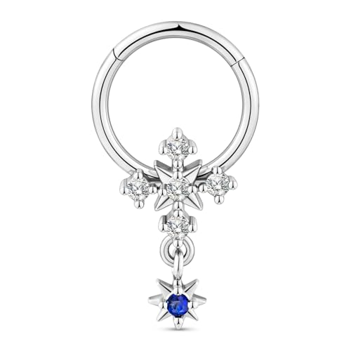 Longbeauty 16G Dangle Septum Ringe Piercing Schmuck für Damen Herren Nasenpiercing Rings 316L Edelstahl CZ Cartilage Helix Daith Ohrringe, Stern, Silber, 8MM Longbeauty 16G Dangle Septum Ringe Piercing Schmuck für Damen Herren Nasenpiercing Rings 316L Edelstahl CZ Cartilage Helix Daith Ohrringe, Stern, Silber, 8MM von Longbeauty