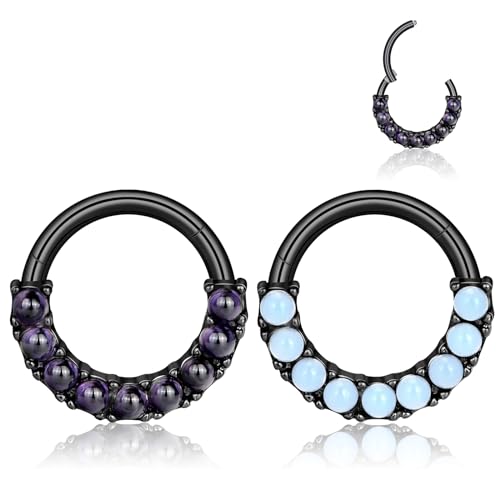 Longbeauty 16G Nasenpiercing Ring Hoops Septum Klicker Ohrringe Piercingsringe Opal Segmentringe Knorpelohrring 10MM für Damen Herren, 2 Pcs, Weiß&Schwarz Longbeauty 16G Nasenpiercing Ring Hoops Septum Klicker Ohrringe Piercingsringe Opal Segmentringe Knorpelohrring 10MM für Damen Herren, 2 Pcs, Weiß&Schwarz von Longbeauty