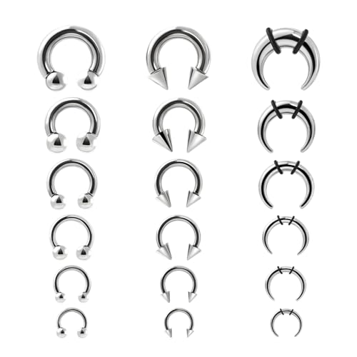 Longbeauty 18 Stück Septum Piercing Pincher Tapers C-Form Halbmond Hufeisen Nasenringe Ohr Stretching Piercing Schmuck für Damen und Herren, Edelstahl Longbeauty 18 Stück Septum Piercing Pincher Tapers C-Form Halbmond Hufeisen Nasenringe Ohr Stretching Piercing Schmuck für Damen und Herren, Edelstahl von Longbeauty
