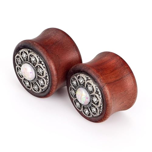 Longbeauty 2 Stück Holz Plugs Ohr 8mm-25mm Blume Vintage Opal Set Double Flare Ohr Piercing Dehn Schmuck Zirkonia Opal Damen Herren Körperschmuck Flesh Tunnel Plug, 16mm Longbeauty 2 Stück Holz Plugs Ohr 8mm-25mm Blume Vintage Opal Set Double Flare Ohr Piercing Dehn Schmuck Zirkonia Opal Damen Herren Körperschmuck Flesh Tunnel Plug, 16mm von Longbeauty