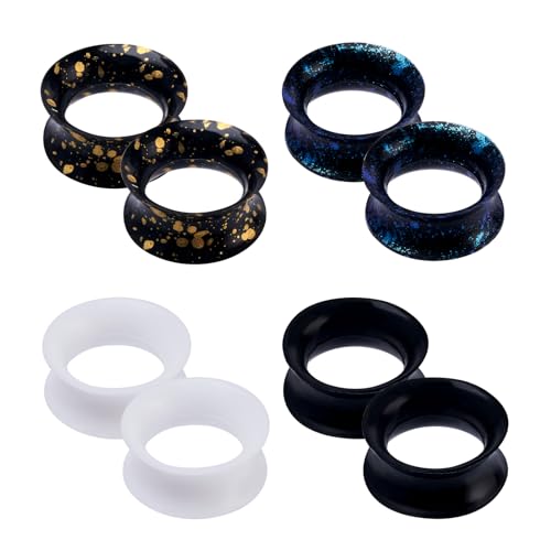 Longbeauty 4 Paar Weich Silikon Tunnel Plugs Set Ohr Gauges Dehnungsset Ohrpiercing Schmuck für Damen Herren, 12mm von Longbeauty