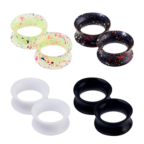 Longbeauty 4 Paar Weich Silikon Tunnel Plugs Set Ohr Gauges Dehnungsset Ohrpiercing Schmuck für Damen Herren, Grün&Bunt, 6mm Longbeauty 4 Paar Weich Silikon Tunnel Plugs Set Ohr Gauges Dehnungsset Ohrpiercing Schmuck für Damen Herren, Grün&Bunt, 6mm von Longbeauty