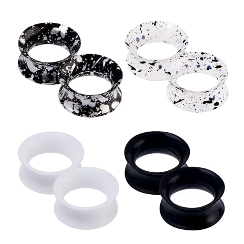 Longbeauty 4 Paar Weich Silikon Tunnel Plugs Set Ohr Gauges Dehnungsset Ohrpiercing Schmuck für Damen Herren, Schwarz&Weiß, 14mm Longbeauty 4 Paar Weich Silikon Tunnel Plugs Set Ohr Gauges Dehnungsset Ohrpiercing Schmuck für Damen Herren, Schwarz&Weiß, 14mm von Longbeauty