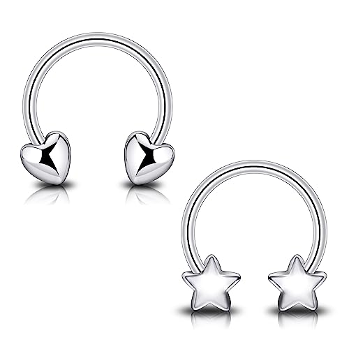 Longbeauty Hufeisenringe Edelstahl 16G Creolen Augenbrauen Ohrringe Lippe Nasenring Septum Helix Tragus Knorpel Piercing Damen Herren, 2 PCS Silber Longbeauty Hufeisenringe Edelstahl 16G Creolen Augenbrauen Ohrringe Lippe Nasenring Septum Helix Tragus Knorpel Piercing Damen Herren, 2 PCS Silber von Longbeauty