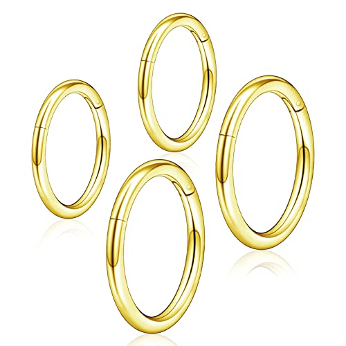 Longbeauty Piercing Ring Titan G23 Damen Herren 14G Nasenpiercing Ohrpiercing Hoops Septum Clicker 8mm für Knorpel Helix Daith Ohr Piercing Schmuck, 4 Pcs, Gold Longbeauty Piercing Ring Titan G23 Damen Herren 14G Nasenpiercing Ohrpiercing Hoops Septum Clicker 8mm für Knorpel Helix Daith Ohr Piercing Schmuck, 4 Pcs, Gold von Longbeauty