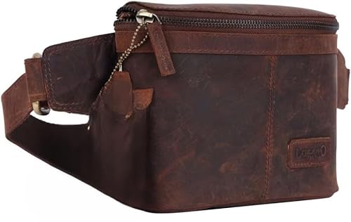 Büffelleder Bauchtasche Herren, Damen Echt Leder Hüfttasche Tracking Design Vintage von Longbow