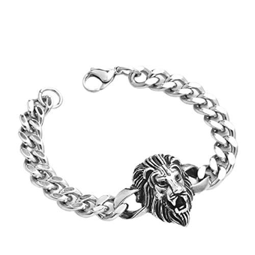 Löwe Armband für Männer, Löwe Kubanische Kette Armband für Jungen, nordische Wikinger Löwe Armreif Armband, Punk Löwe Manschette Armband, Löwe Kopf Armband, Löwe Schmuck Geschenke von Longcreek