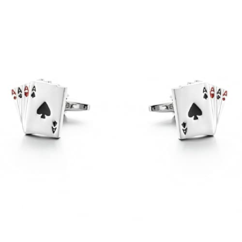 Ass-Manschettenknöpfe für Herren, Poker-Glücksspielkarten-Manschettenknöpfe, Pik-As, Smoking-Manschettenknöpfe mit 4-Achsen-Hemd, französische Manschettenknöpfe, NO, Nein, Nein Ass-Manschettenknöpfe für Herren, Poker-Glücksspielkarten-Manschettenknöpfe, Pik-As, Smoking-Manschettenknöpfe mit 4-Achsen-Hemd, französische Manschettenknöpfe, NO, Nein, Nein von Longcreek