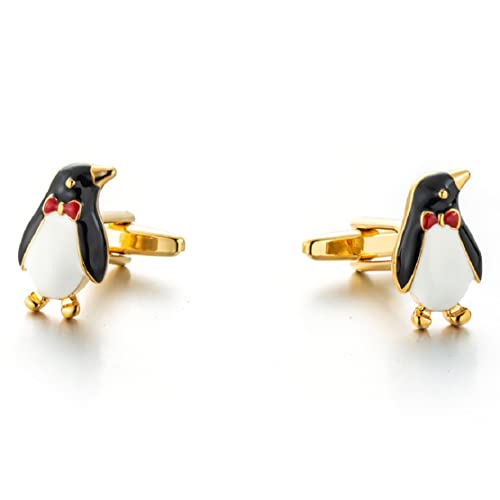 Pinguin-Tier-Manschettenknöpfe für Herren, Fliege-Pinguin-Manschettenknöpfe, Pinguin-Hemd-Smoking-Manschettenknöpfe, Jahrgang Punkrock-Manschettenknöpfe Französische Manschettenknöpfe von Longcreek