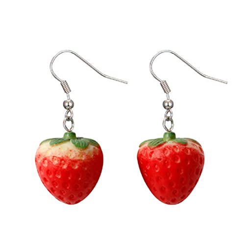 Erdbeer-Ohrringe für Damen, Acryl-Ohrringe, Erdbeere, niedlich, für Mädchen, Ohrringe mit roten Erdbeeren, hypoallergen, 3D-Ohrringe, Ohrringe, tropische Erdbeere, NO, Nein, Nein von LongcreekX