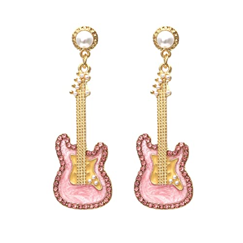 Gitarre Ohrringe für Damen, niedliche Gitarren-Ohrringe für Mädchen, Ohrringe für Musikgitarre, hypoallergen, Ohrringe für rosa Gitarre, Bohemian Ohrringe, NO, Nein, Nein von LongcreekX