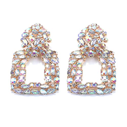 Rechteckige Ohrringe für Frauen, Rechteckige Träne-Ohrringe für Mädchen, Rechteckige geometrische Ohrhänger hypoallergen, Quadratische Aussage-Tropfen Ohrringe, Modische bunte böhmische Ohrstecker von LongcreekX