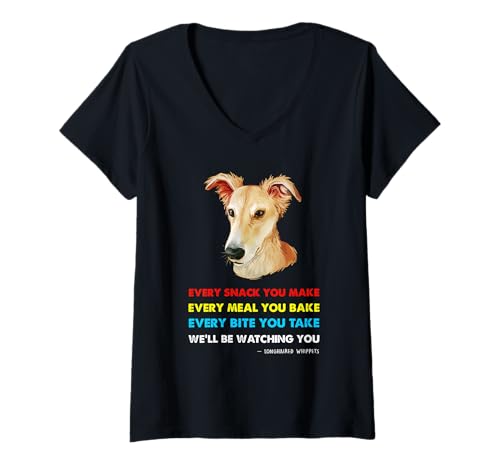 Damen Langhaarige Whippet Hunde-Shirt | Langhaarige Whippet T-Shirt mit V-Ausschnitt Damen Langhaarige Whippet Hunde-Shirt | Langhaarige Whippet T-Shirt mit V-Ausschnitt von Longhaired Whippet Dog Lover Shirts & Gifts