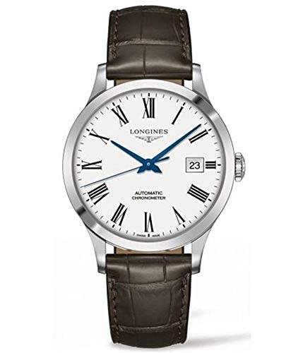 Longines Herren Dressuhr Record L2.821.4.11.2 mit Automatikwerk, Kratzfestem Saphirglas und 30m Wasserdichtigkeit von Longines