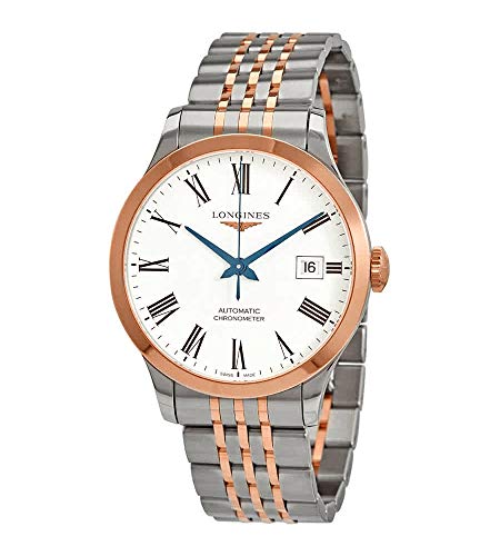 Longines Record Automatikuhr, weißes Zifferblatt, zweifarbig, L28205117, Silberfarben, Modern von Longines