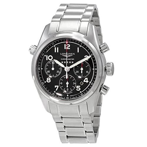 Longines Spirit Chronograph Automatik schwarzes Zifferblatt Herrenuhr L3.820.4.53.6, schwarz, Chronograph von Longines