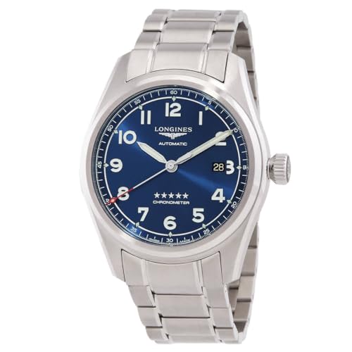 Longines Herren Uhr Spirit 42mm Blau Automatik Edelstahl Armband Schnalle Saphirglas Einfarbig Schwimmen Analog Metallarmband Wasserfest von Longines