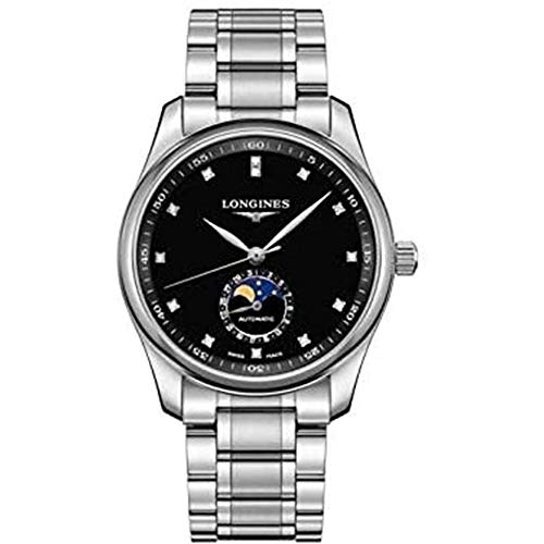 The Longines Master Collection Moonphase Automatic SS schwarzes Zifferblatt mit Diamanten L2.909.4.57.6, Schwarz von Longines