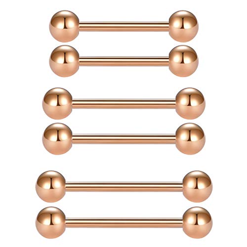 Longita 16G Zungenpiercing Brustwarzenpiercing 14mm 16mm 18mm Stab Chirurgenstahl für Damen Herren Körperschmuck 6 Stück von Longita