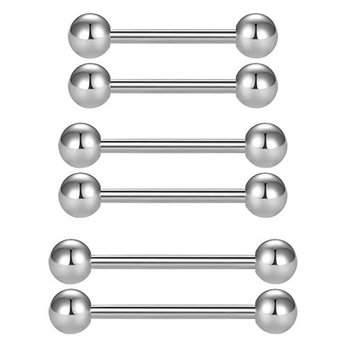 Longita 16G Zungenpiercing Brustwarzenpiercing 14mm 16mm 18mm Stab Chirurgenstahl für Damen Herren Körperschmuck 6 Stück Longita 16G Zungenpiercing Brustwarzenpiercing 14mm 16mm 18mm Stab Chirurgenstahl für Damen Herren Körperschmuck 6 Stück von Longita